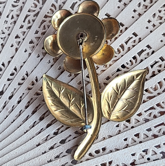 Antique Gold and Silver Floral Brooch - Picture 4 of 8